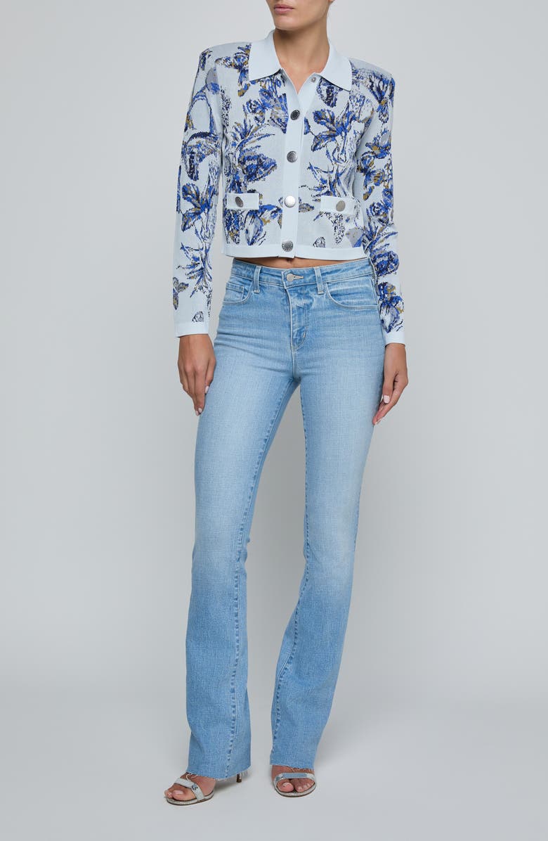 L'AGENCE Osiris Jacquard Knit Jacket, Alternate, color, Grey Mlt Waterclr Butrfly Jcqr