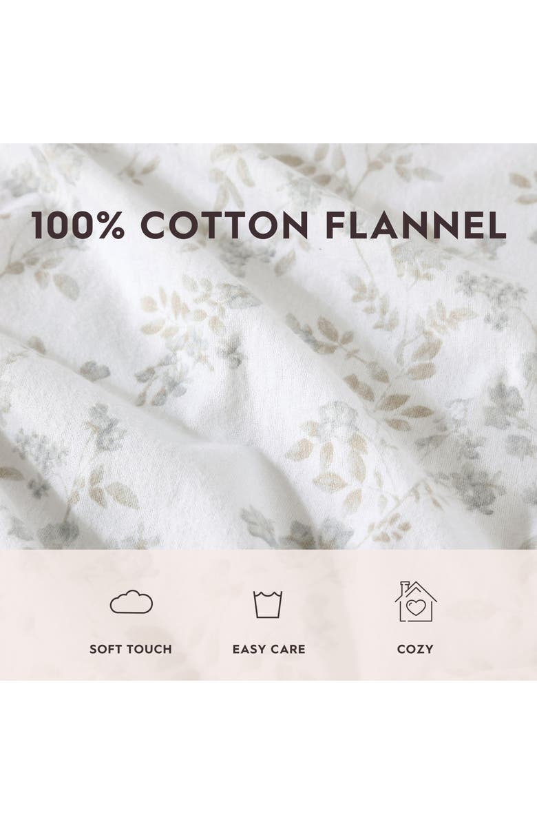 Laura Ashley Fawna Floral Cotton Flannel Sheet Set, Alternate, color, Lt-Pastel Grey