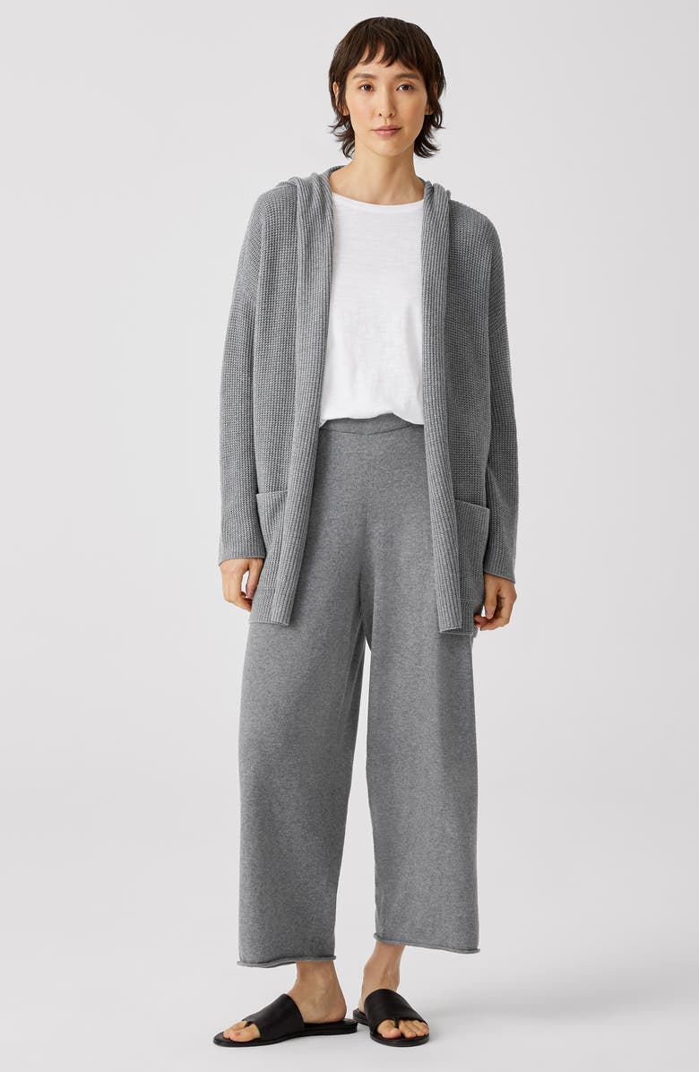 Eileen Fisher Open Front Organic Cotton Hooded Cardigan, Alternate, color,