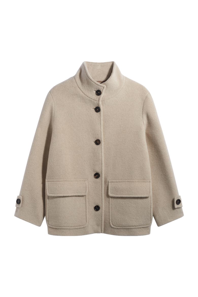 Funnel Neck Alpaca Wool Oversized Coat, Alternate, color, Natural