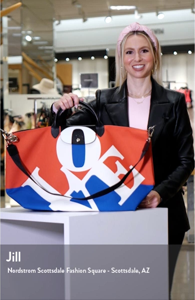 X Robert Indiana Large Le Pliage Recycled Polyester Canvas Duffle Bag, sales video thumbnail