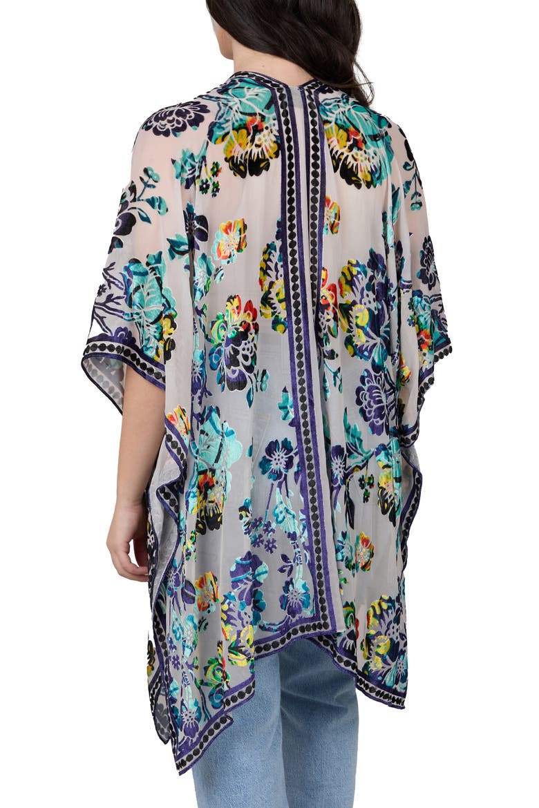 Velvet Floral Ruana, Alternate, color, BLUE