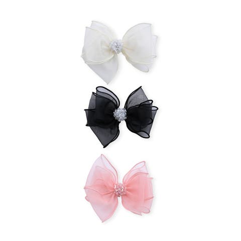 Crystal Accent Bow Hair Clip Set
