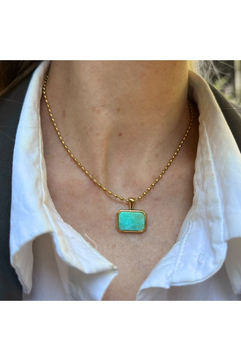 Amazonite Gemstone Necklace Gold Layering Pendant, Alternate, color, Green