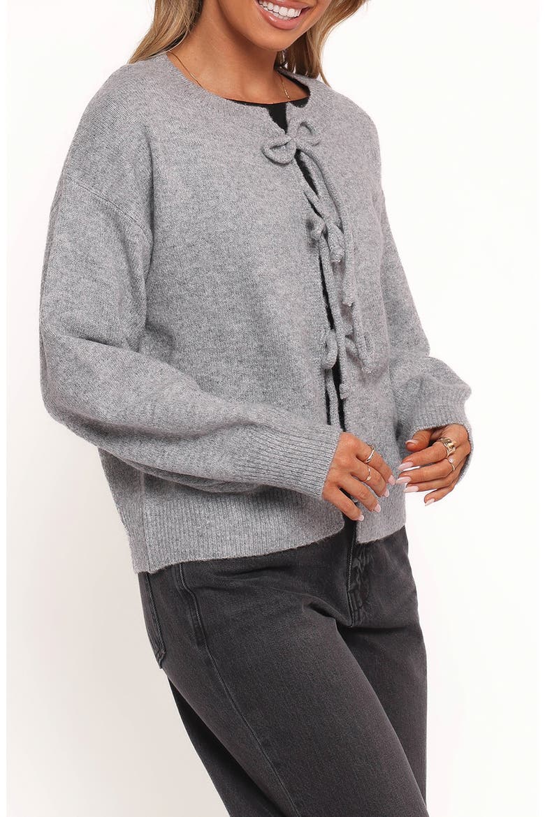 Neri Bow Tie Front Cardigan, Alternate, color, GREY