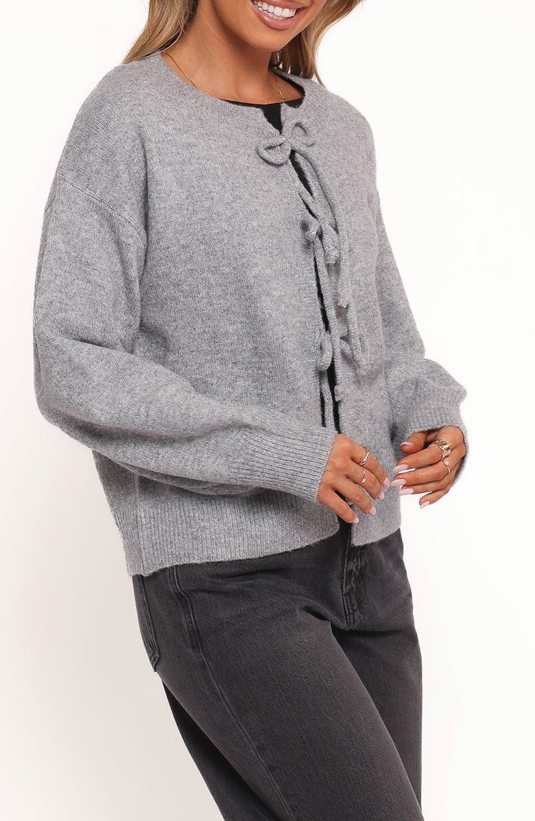 Petal & Pup Neri Bow Tie Front Cardigan, Alternate, color, Grey