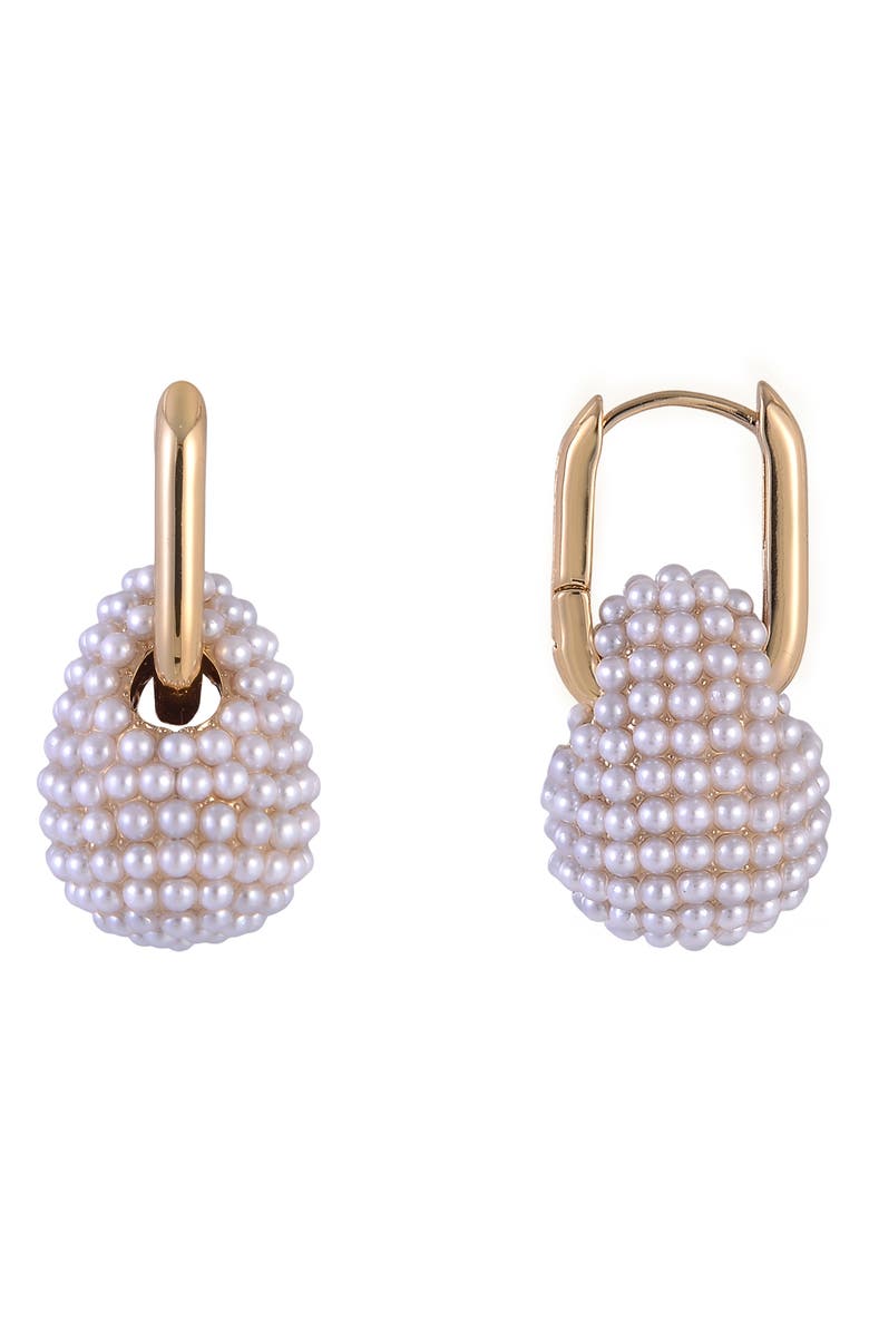 Laundry by Shelli Segal Faux Pearl Drop Huggie Hoop Earrings, Alternate, color,