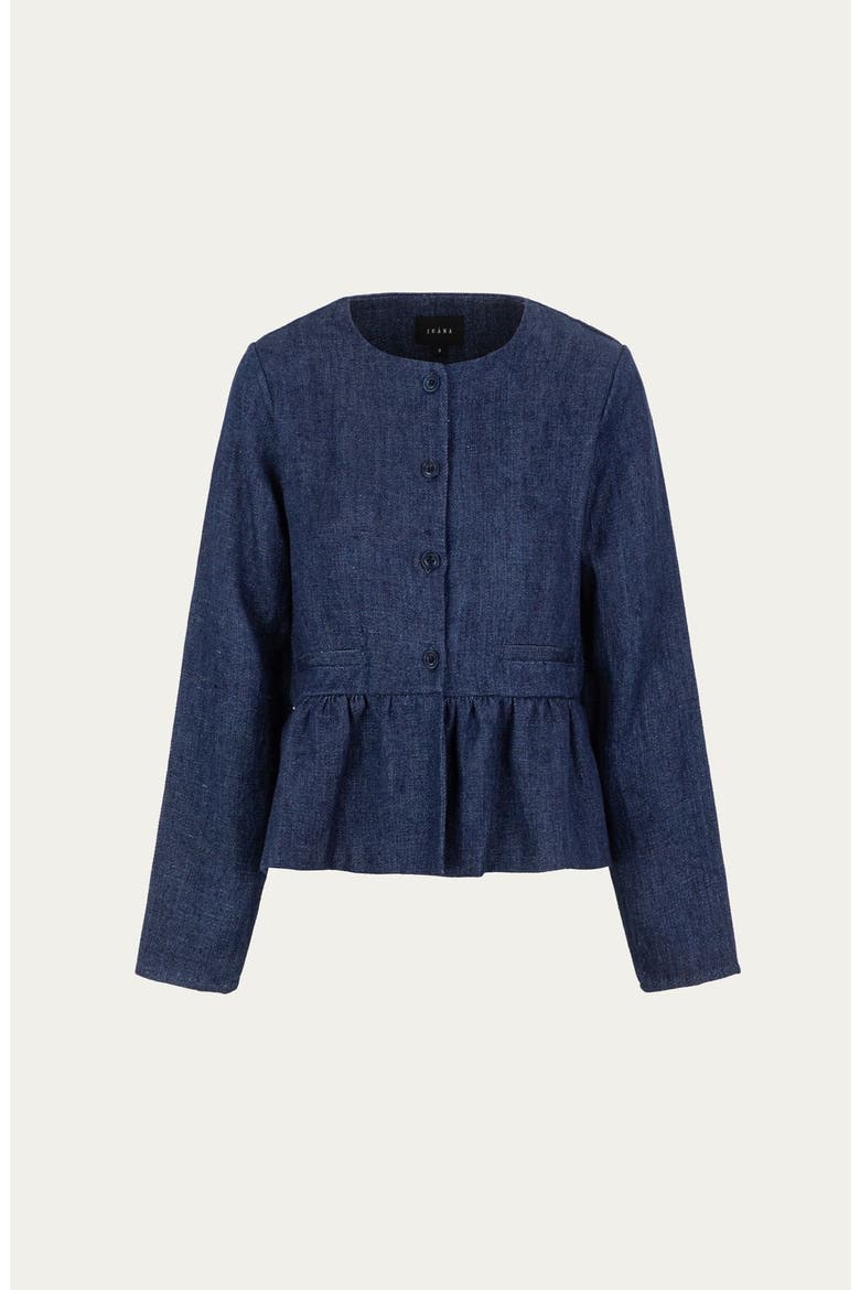 Denim Atelier Peplum Jacket, Alternate, color, blue denim