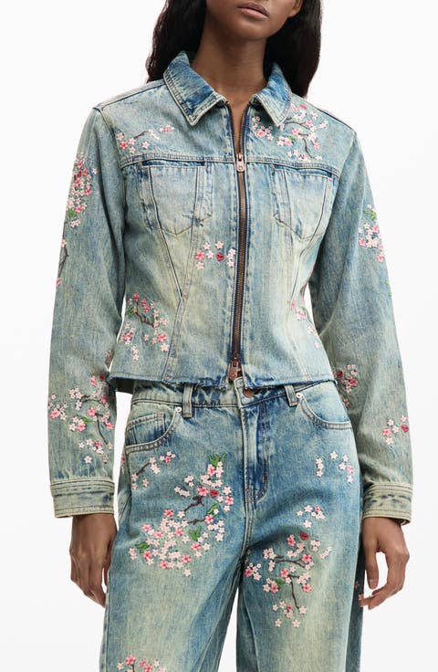 Embroidered Denim Trucker Jacket