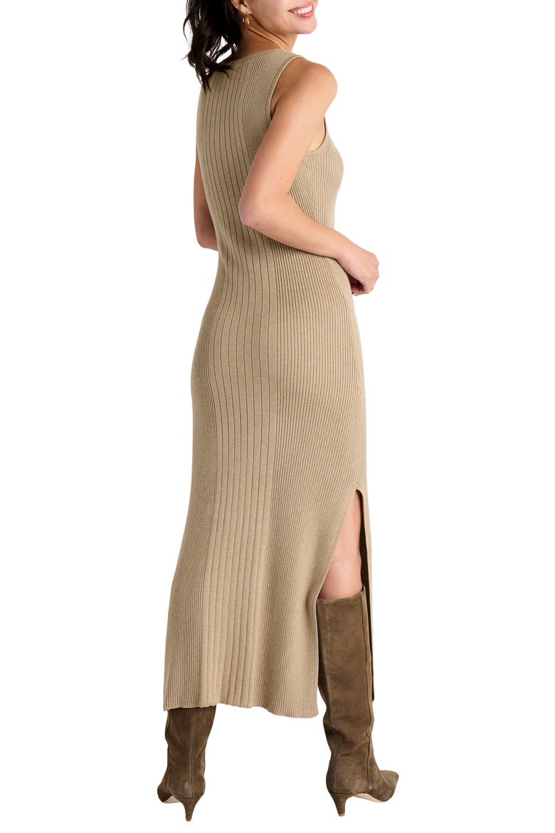 Trina Sleeveless Rib Midi Sweater Dress, Alternate, color, HEATHER CAMEL