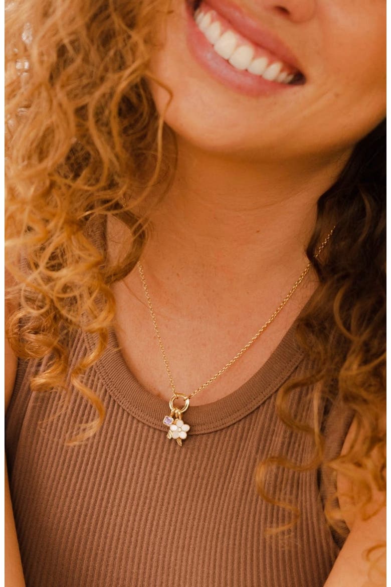 Rolo Charm Necklace with CZ Link Lock, Alternate, color, Gold Filled With CZ Link Lock