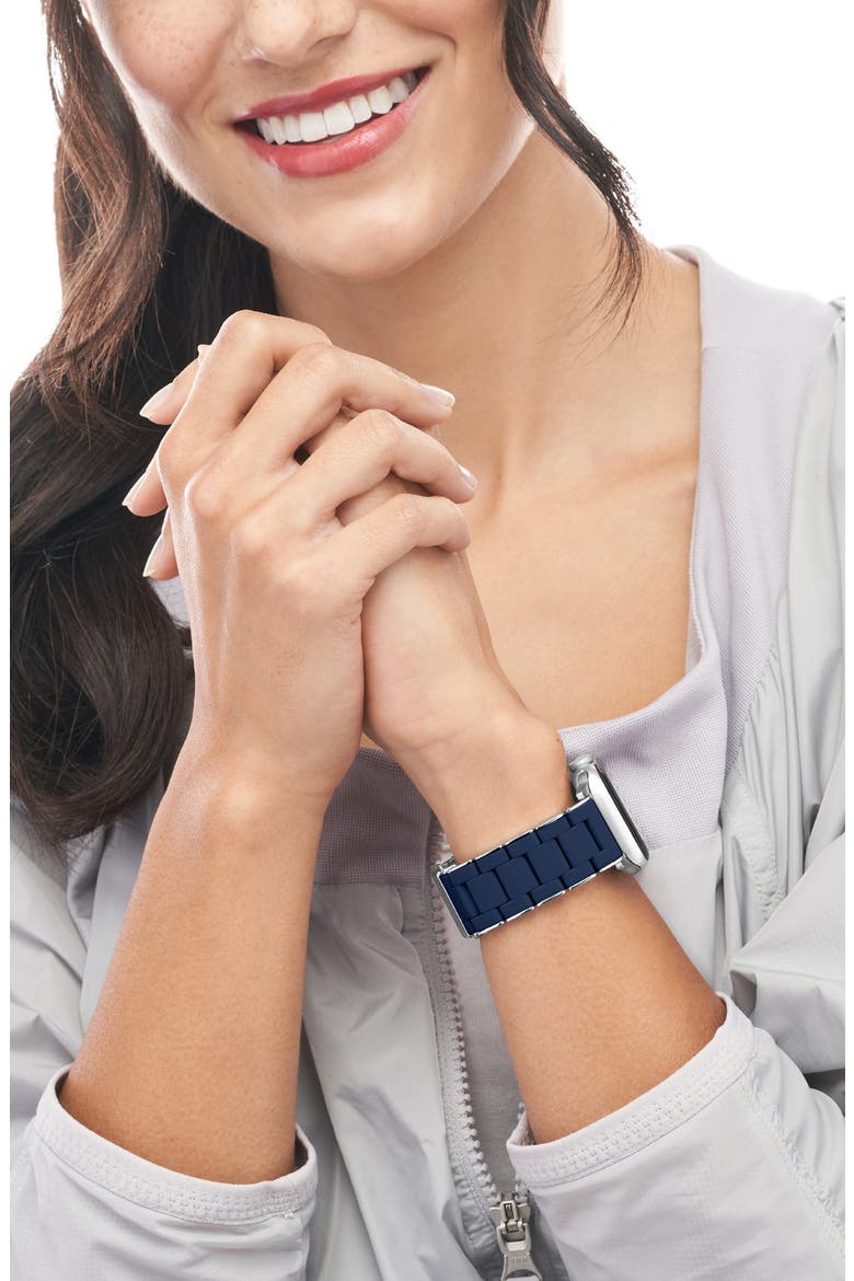 Silicone 20mm Apple Watch® Bracelet Watchband, Alternate, color, NAVY