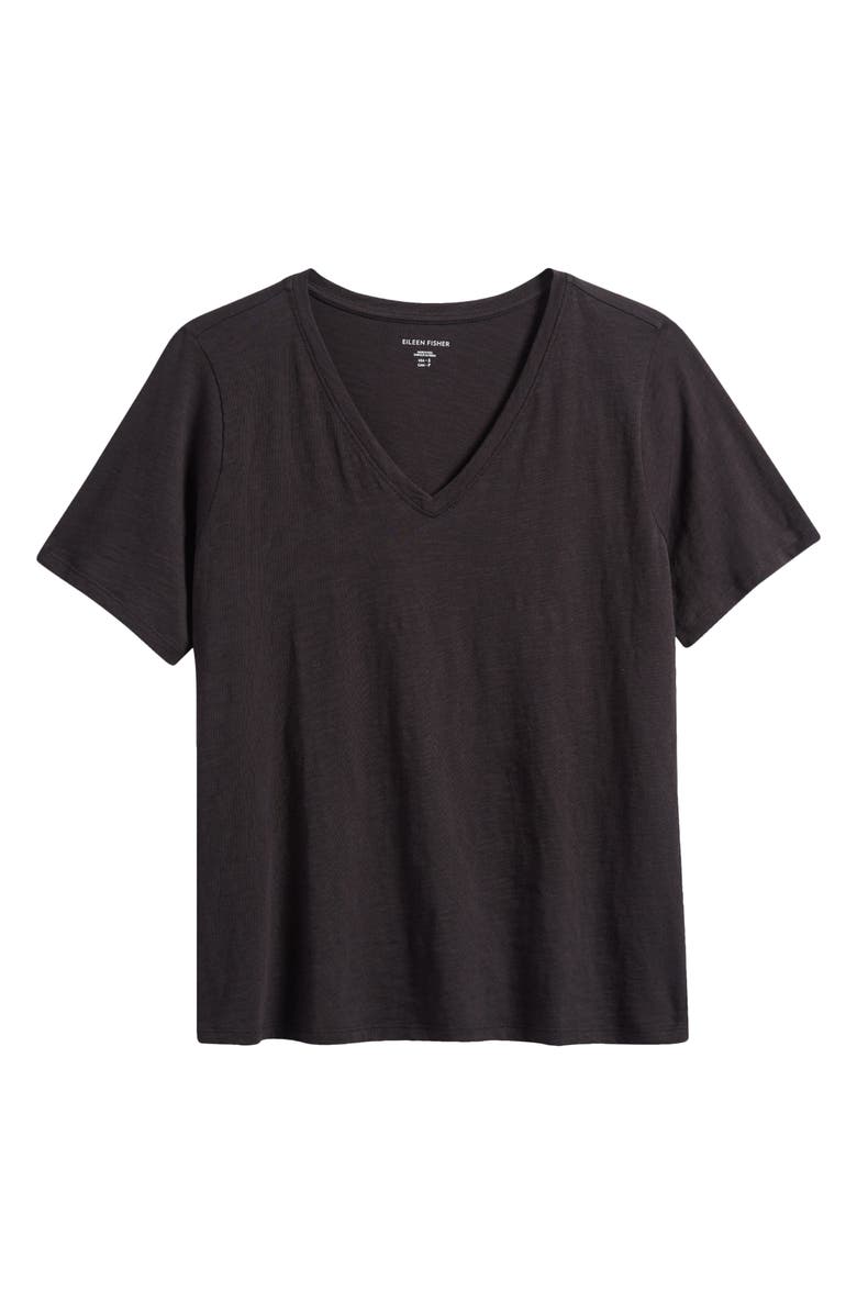 Eileen Fisher Easy Organic Cotton V-Neck T-Shirt, Alternate, color, Black
