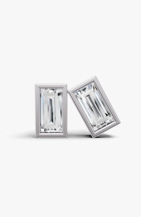 Studs Earrings 14K Gold 0.5 ct Sereia Baguette Bezel