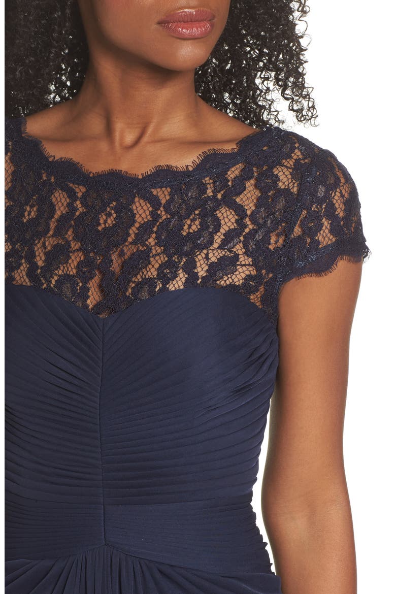 Lace Yoke Drape Gown, Alternate, color, INK