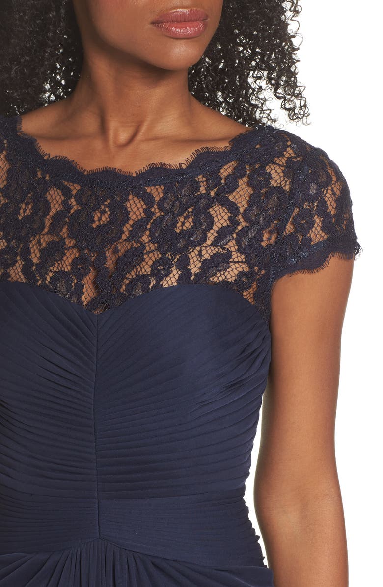 Adrianna Papell Lace Yoke Drape Gown, Alternate, color,