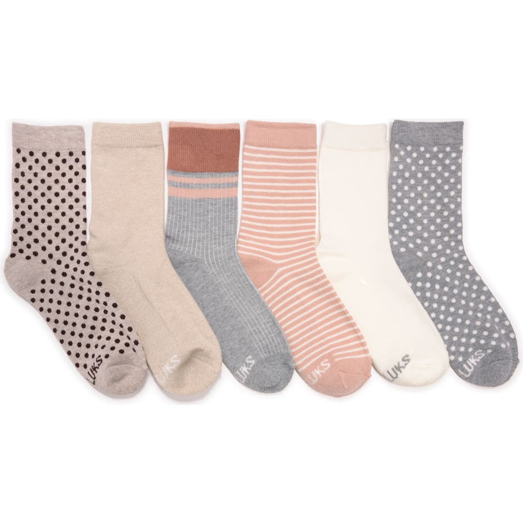 Muk Luks Dreamstep Crew Socks 6 Pair Pack In Neutral