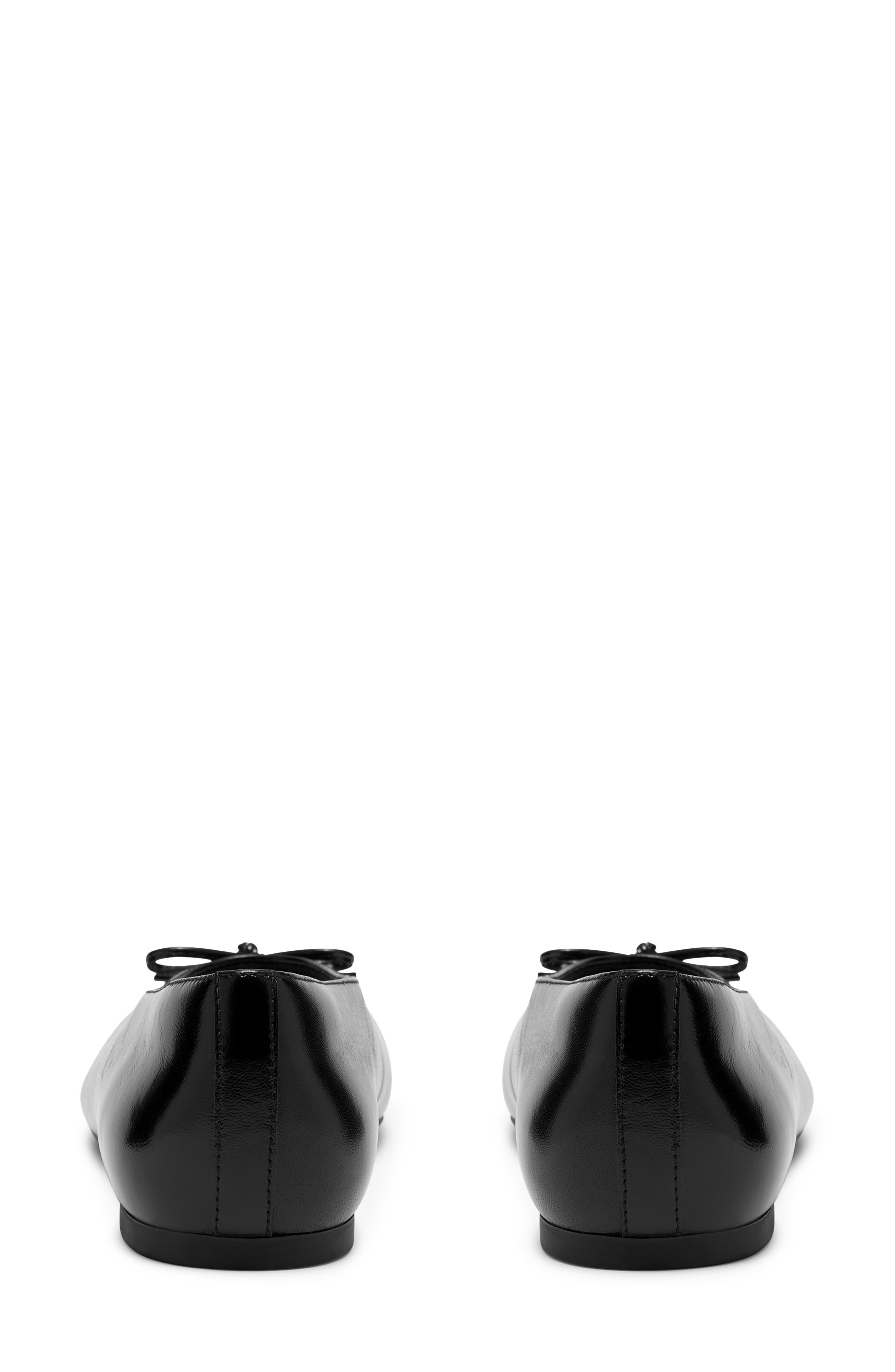 Befana Bow Leather Flat, Alternate, color, BLACK LEATHER