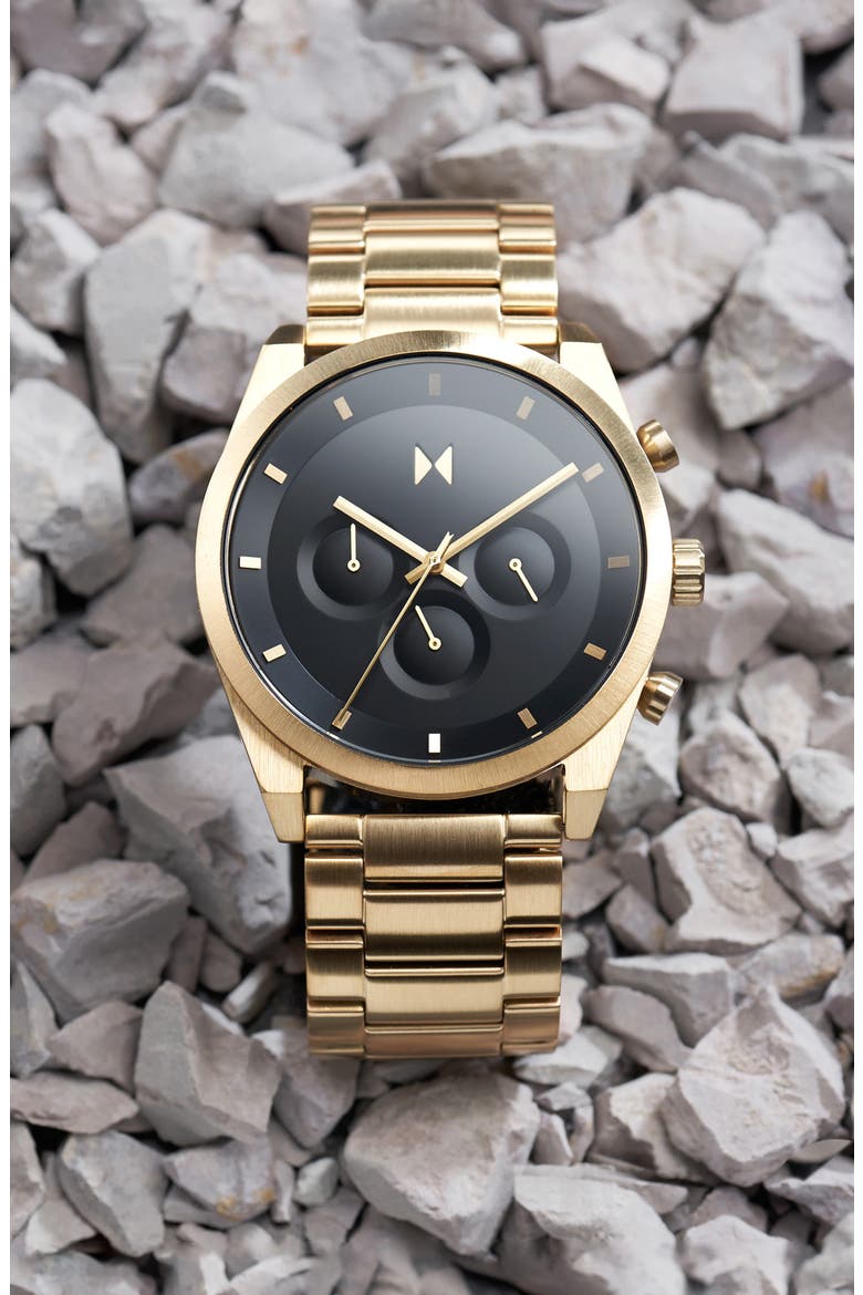 MVMT Element Chronograph Bracelet Watch, 44mm, Alternate, color, GOLD/ BLACK/ GOLD