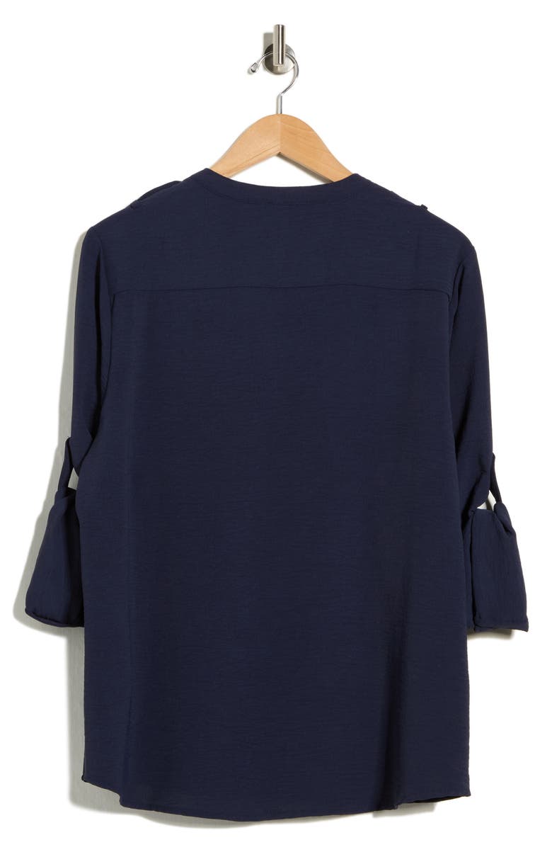 T Tahari Roll Tab Snap-Up Shirt, Alternate, color, Navy