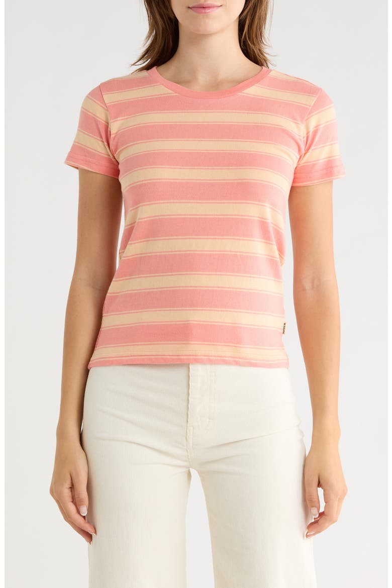 Better Days Stripe Tee, Main, color, BURNT CORAL