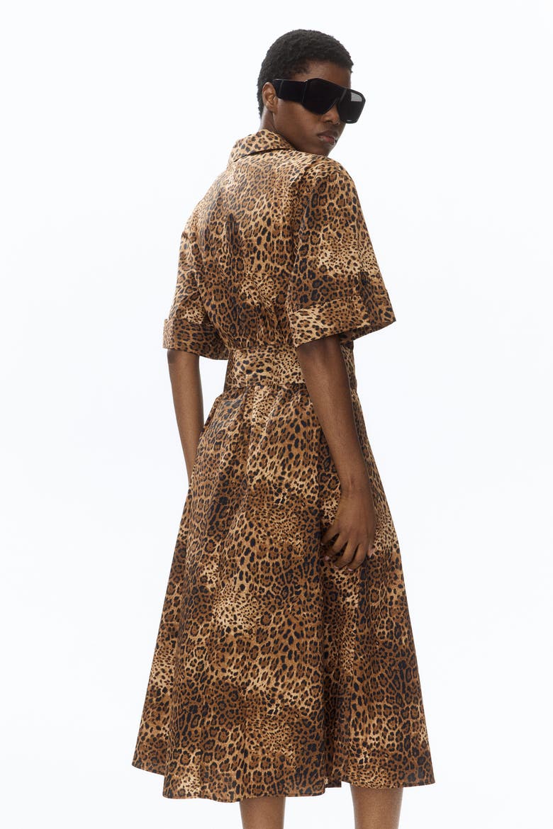 Tie-belt Dress, Alternate, color, Brown/leopard print