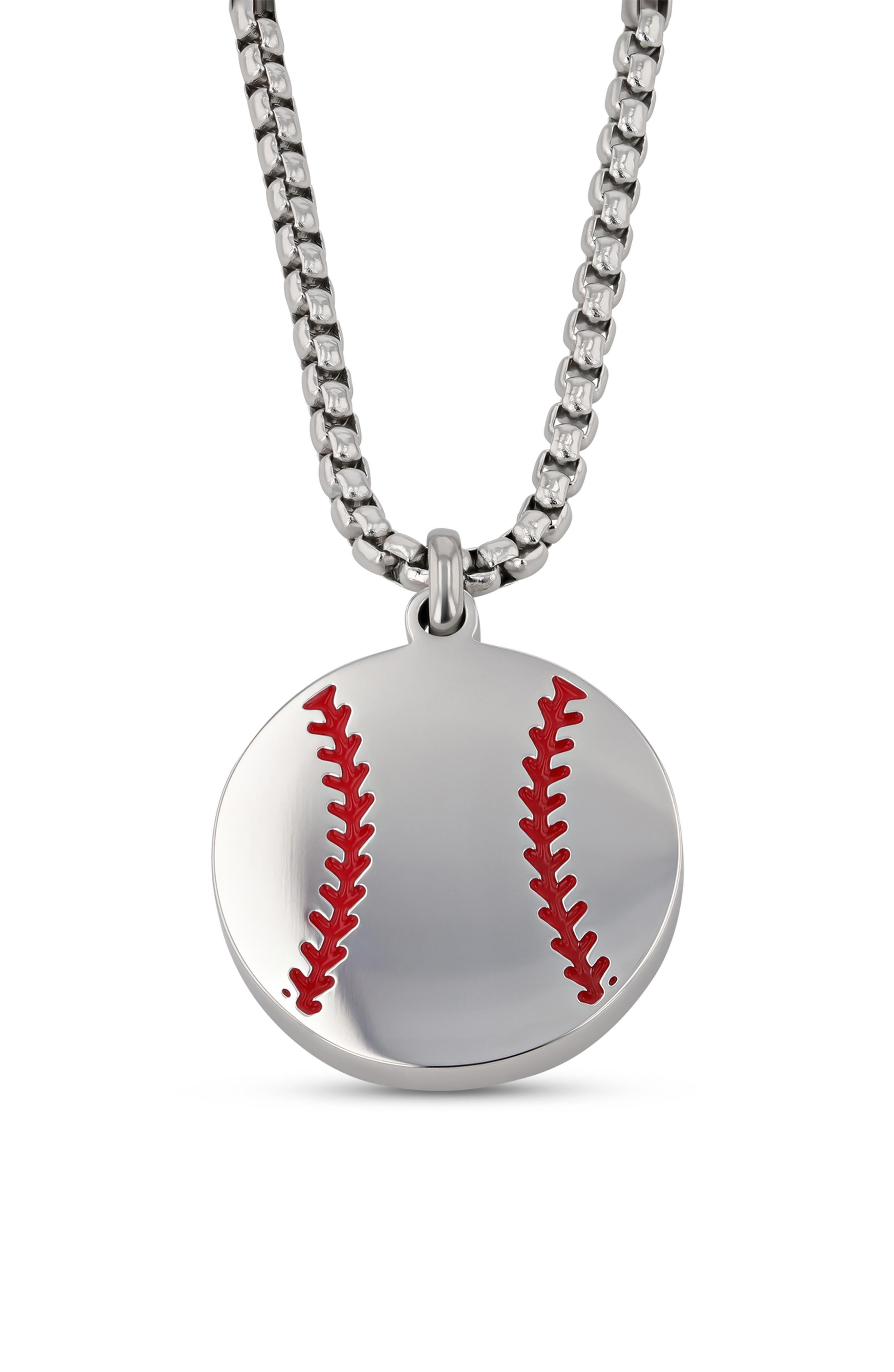 Larson Jewelers Stainless Steel Baseball Pendant Necklace in 18In 