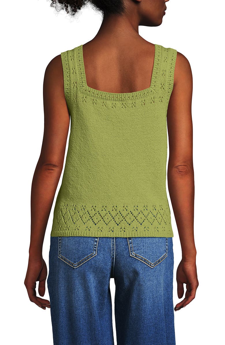 Lands' End Pointelle Square Neck Tank Sweater, Alternate, color, Bright Pistachio