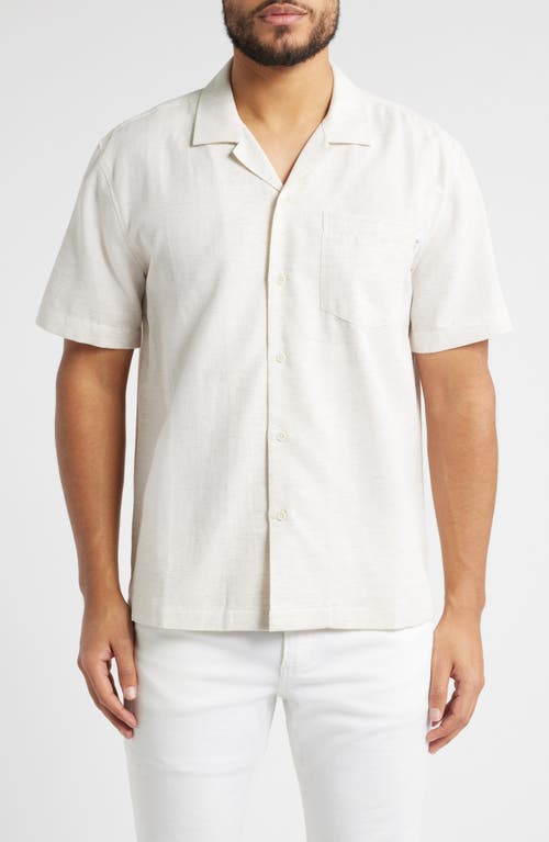 Ag Foster Cotton Blend Camp Shirt In Light Oatmeal