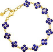 Jan Leslie Sterling With 18K Gold Overlay And Gemstones All Over Petal Bracelet