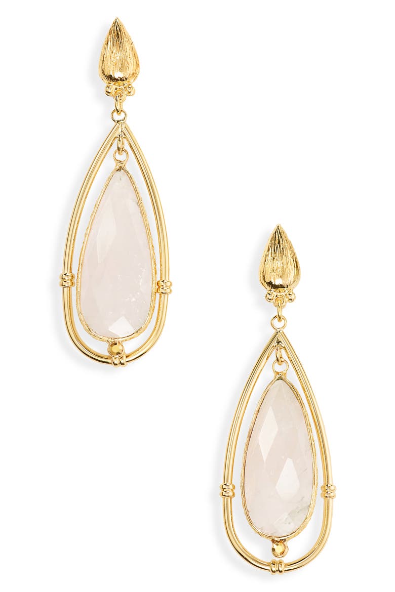 Serti Cage Drop Earrings, Main, color, PINK