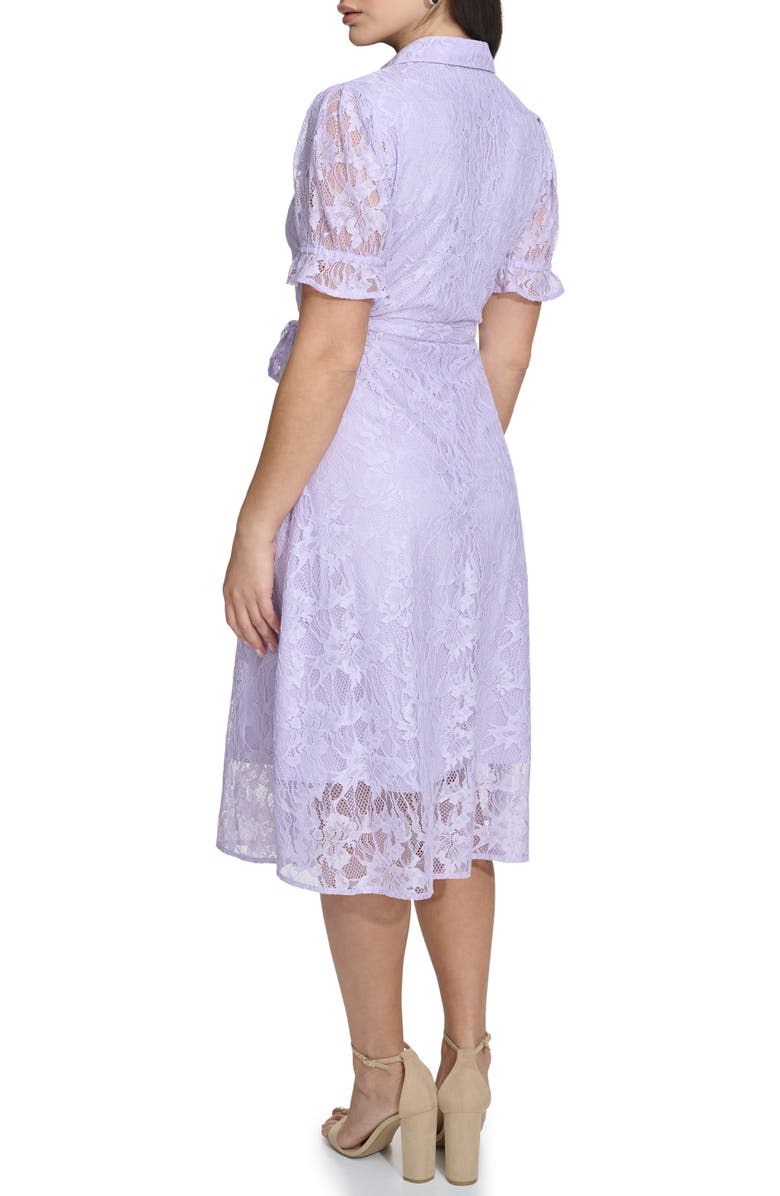 Kensie Floral Lace Short Sleeve Shirtdress, Alternate, color, Lilac