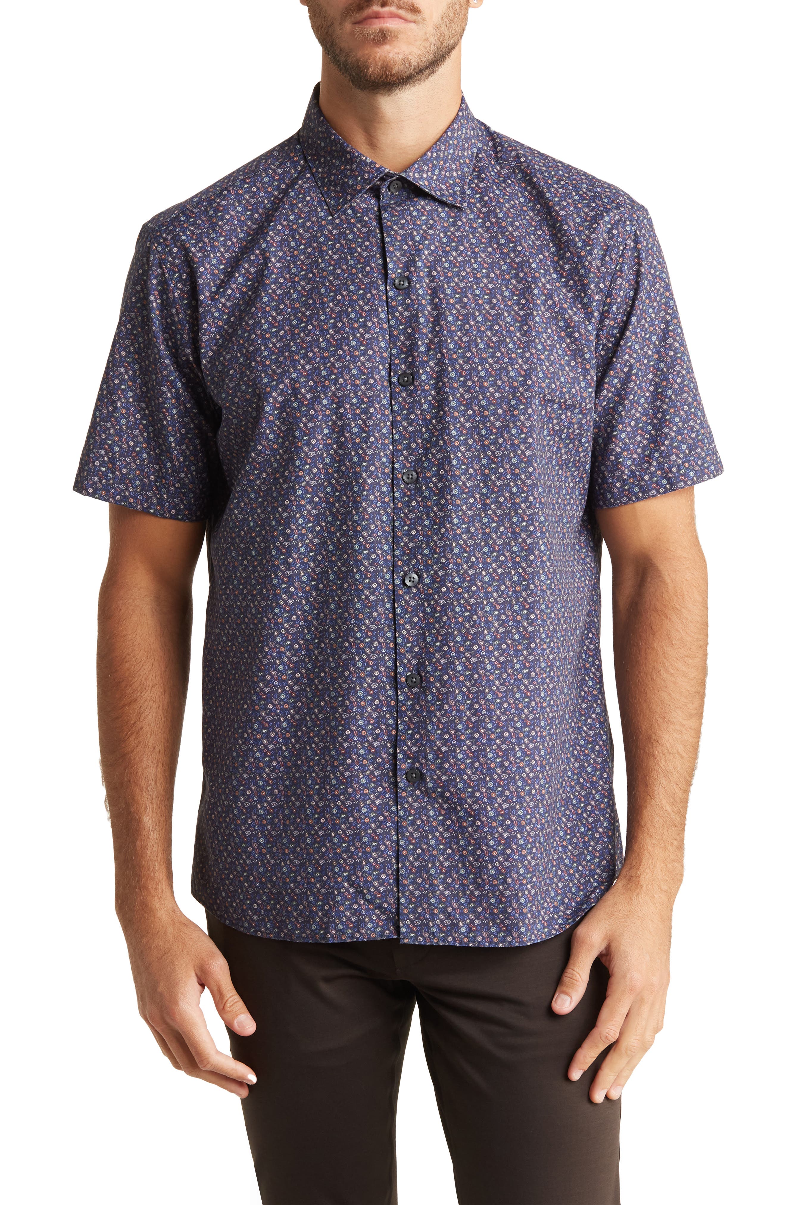 Alvin Floral Print Short Sleeve Button-Up Shirt