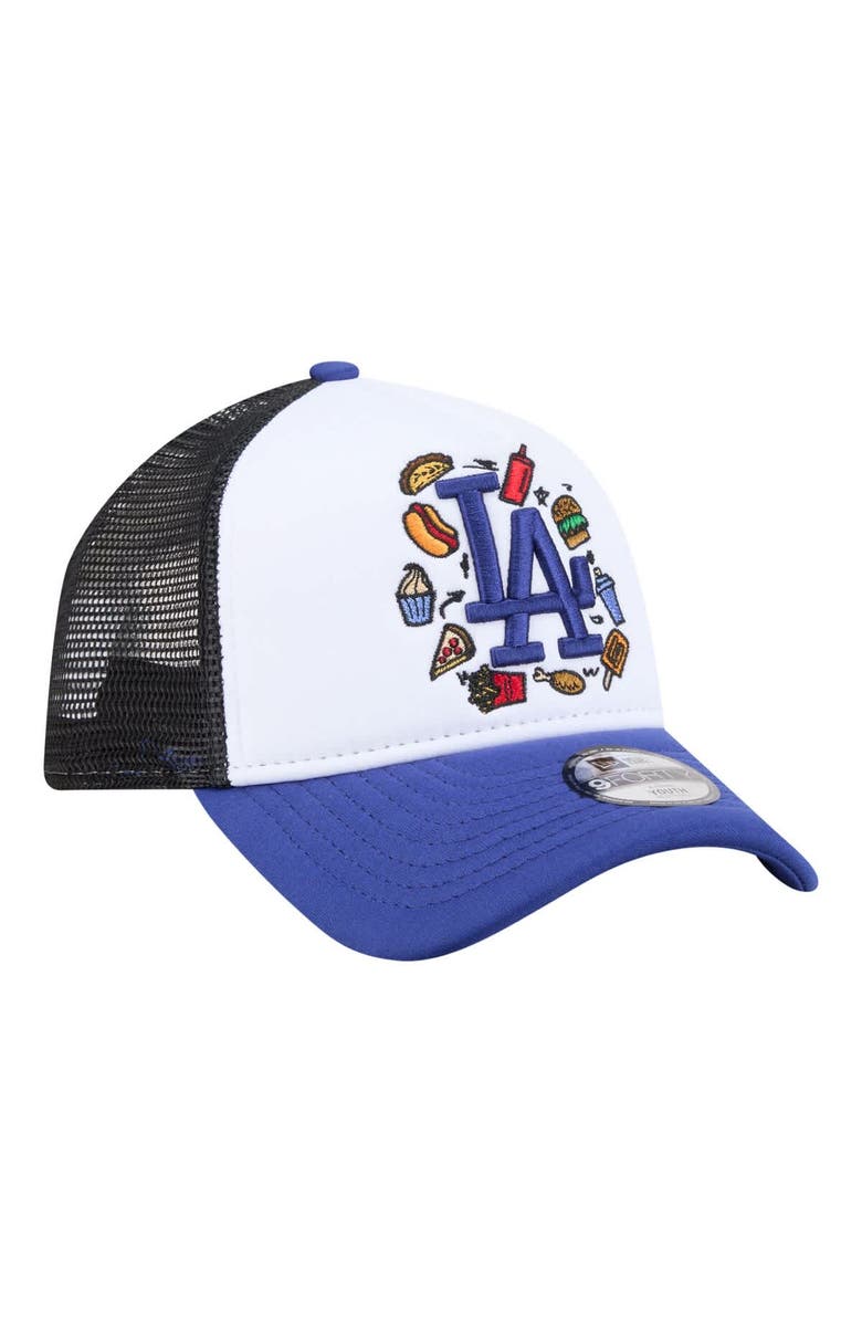 New Era Youth New Era White/Royal Los Angeles Dodgers Food A-Frame 9FORTY Trucker Adjustable Hat, Alternate, color, White