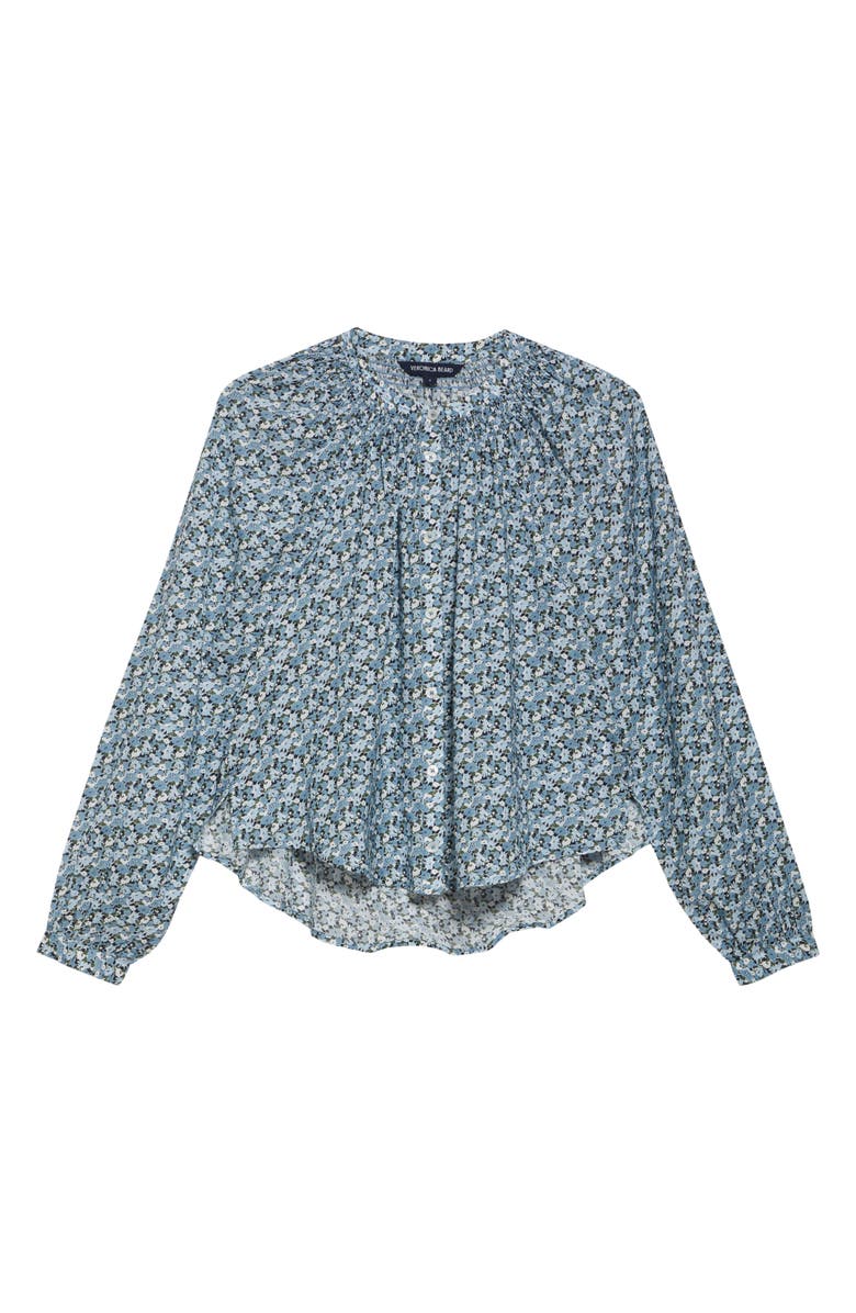 Veronica Beard Madge Floral Cotton Blend Button-Up Shirt, Alternate, color, Lake Mist Multi