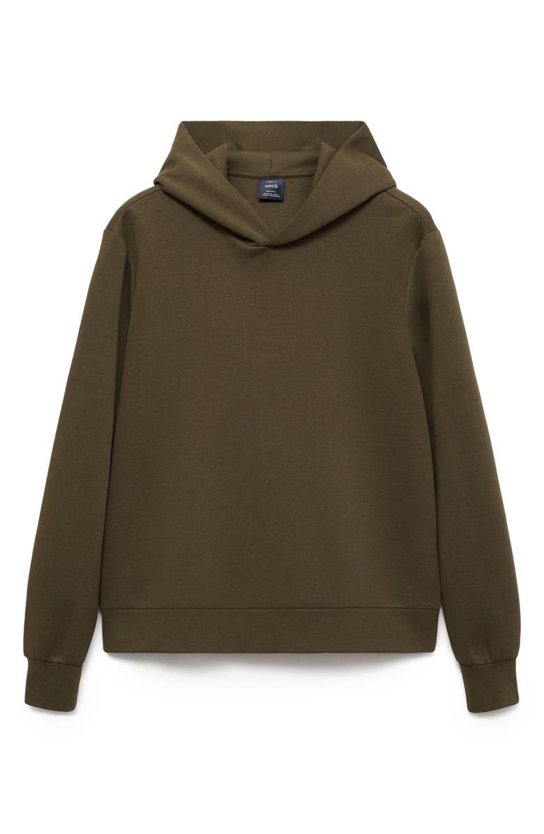 MANGO Regular Fit Fleece Hoodie, Alternate, color, Olive Green