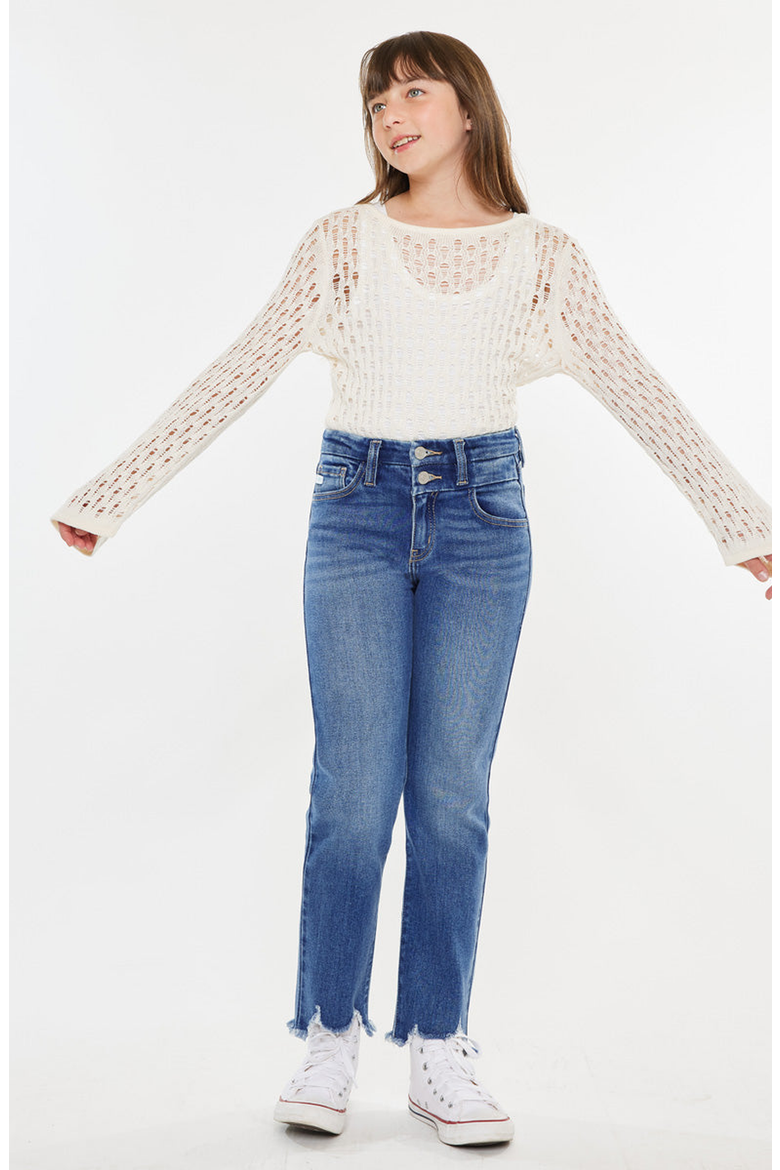 Auburn High Rise Kids Slim Straight Jeans, Alternate, color, Medium Wash