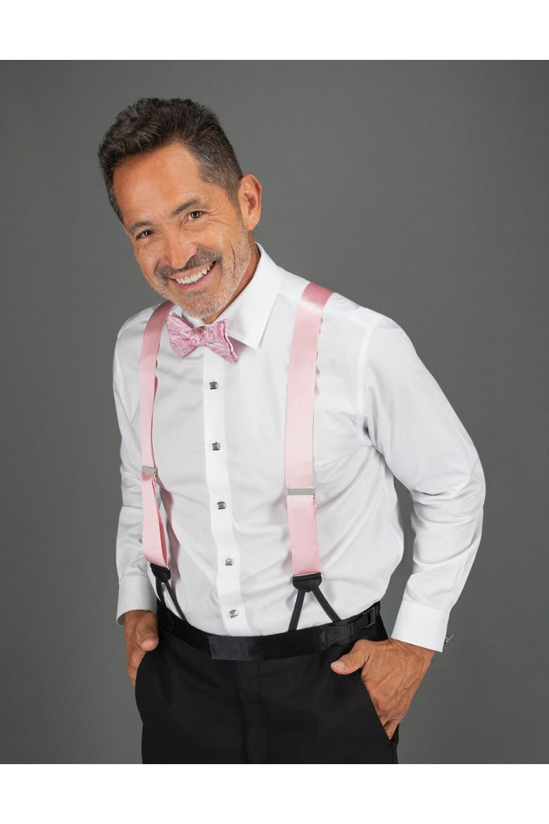 Big & Tall Sutton Solid Silk Formal End Suspenders, Alternate, color, Pink