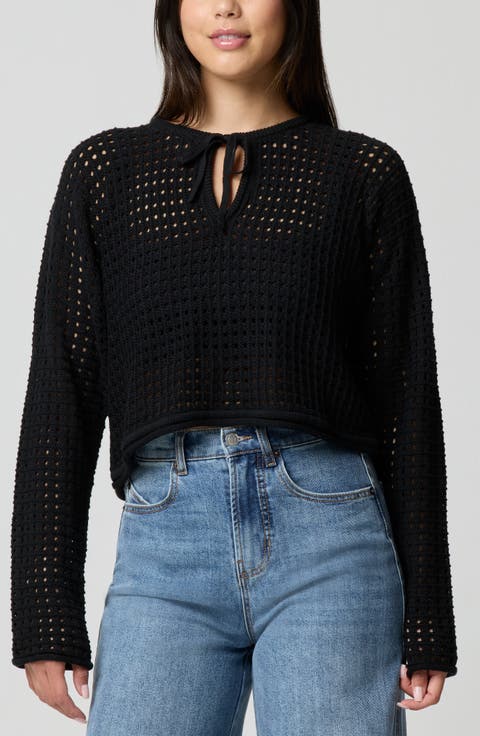 Keyhole Open Knit Crop Sweater