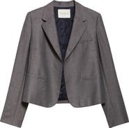 Lafayette 148 New York Pixelated Wool Blend Twill Crop Boyfriend Blazer