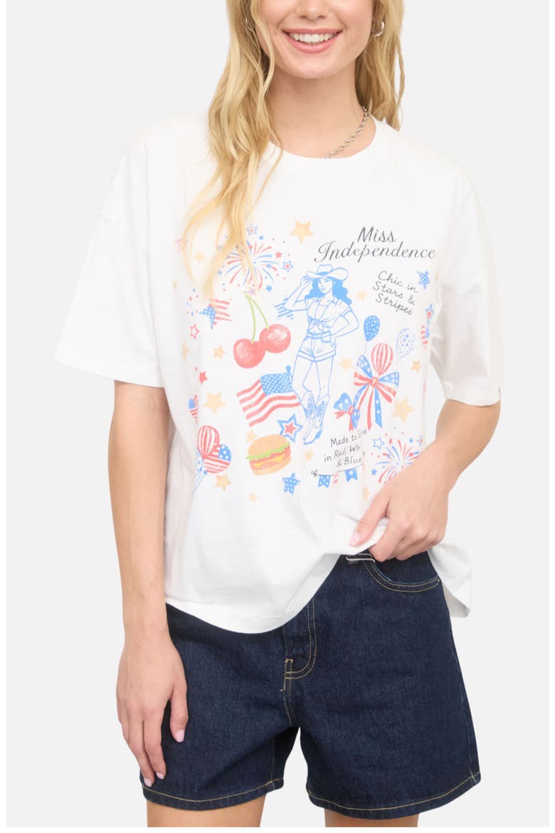 Miss Independence Graphic Cotton T-Shirt, Main, color, WHITE