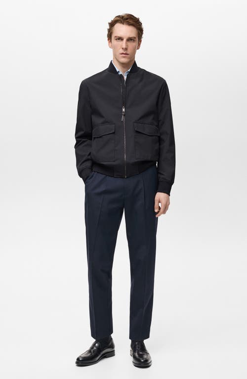 Mango Essentials Water Repellent Bomber Jacket In Blue