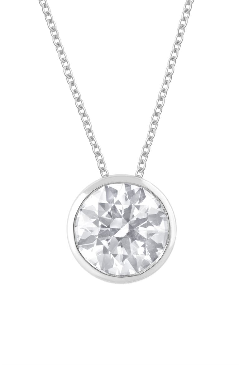 Round Cut Lab Created Diamond Necklace - 0.75ctw, Alternate, color, WHITE GOLD