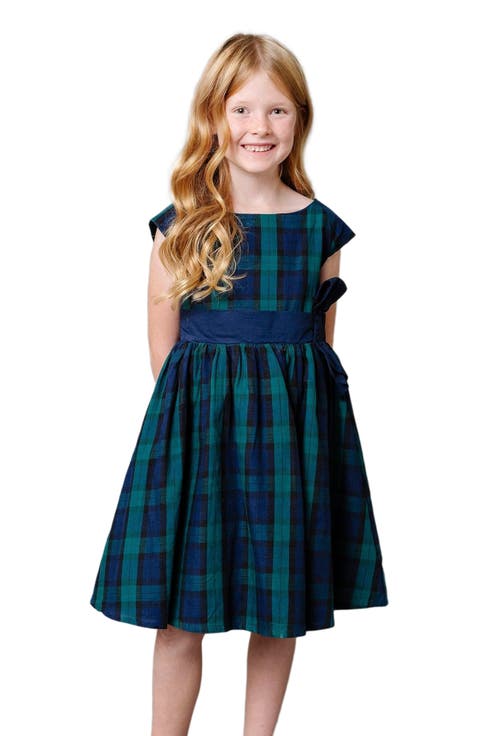 Girls' Organic Cap Sleeve Party Dress with Bow Sash, Kids