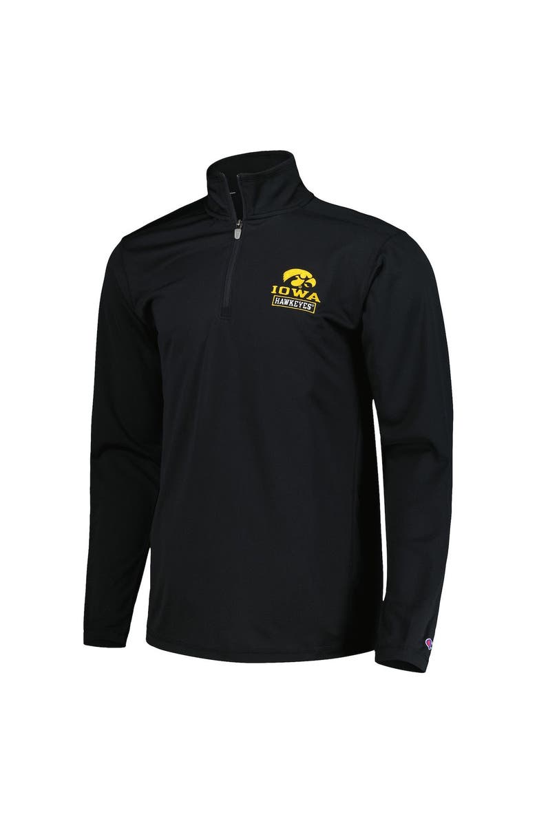 Champion Men's Champion Black Iowa Hawkeyes Textured Quarter-Zip Jacket, Alternate, color, 