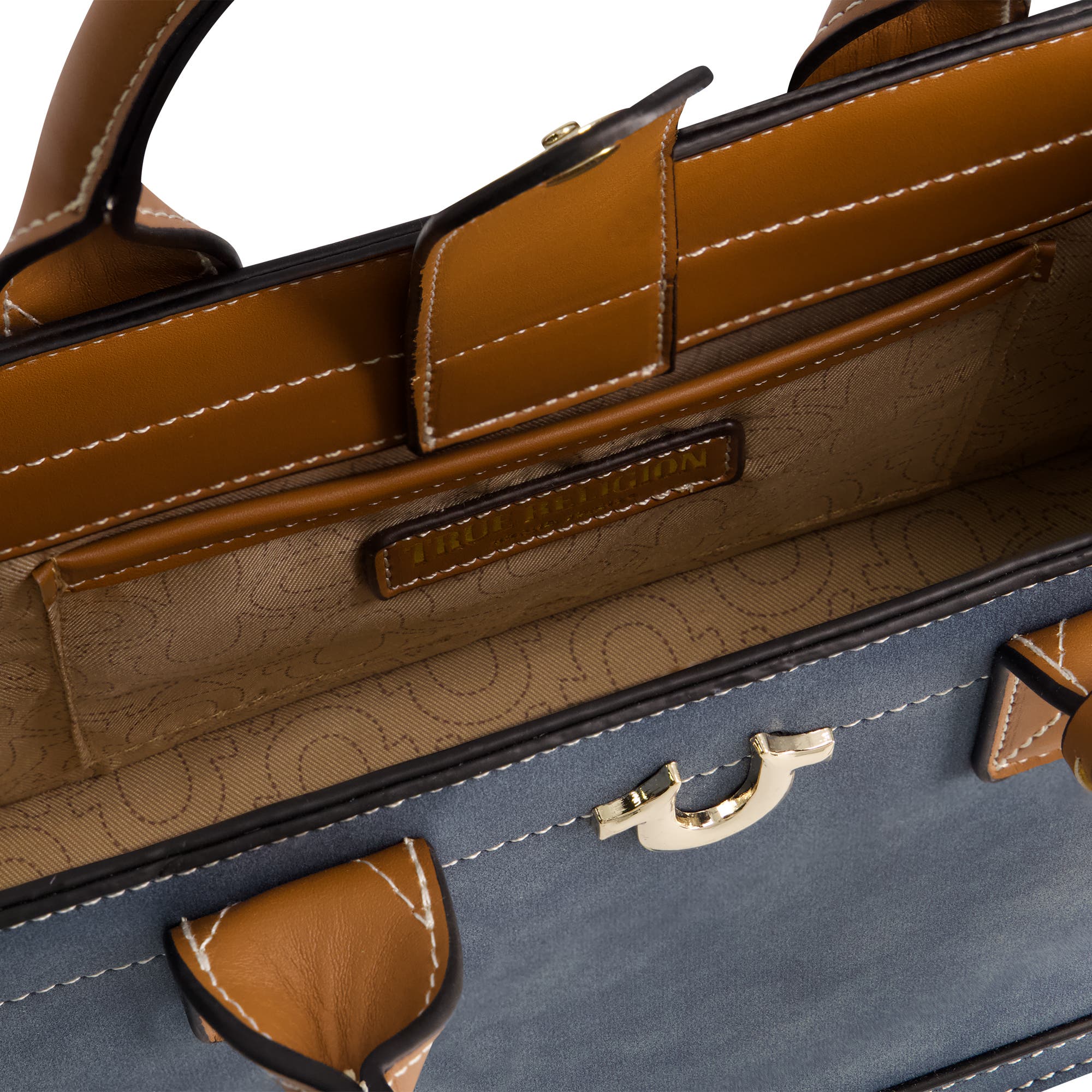 True Religion Modern Edge Suede Tote, Alternate, color, Blue