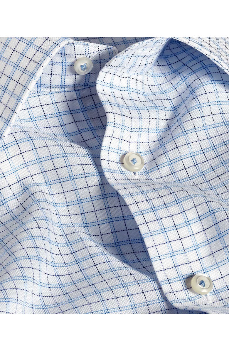 David Donahue Trim Fit Dobby Check Cotton Dress Shirt, Alternate, color, White/ Blue
