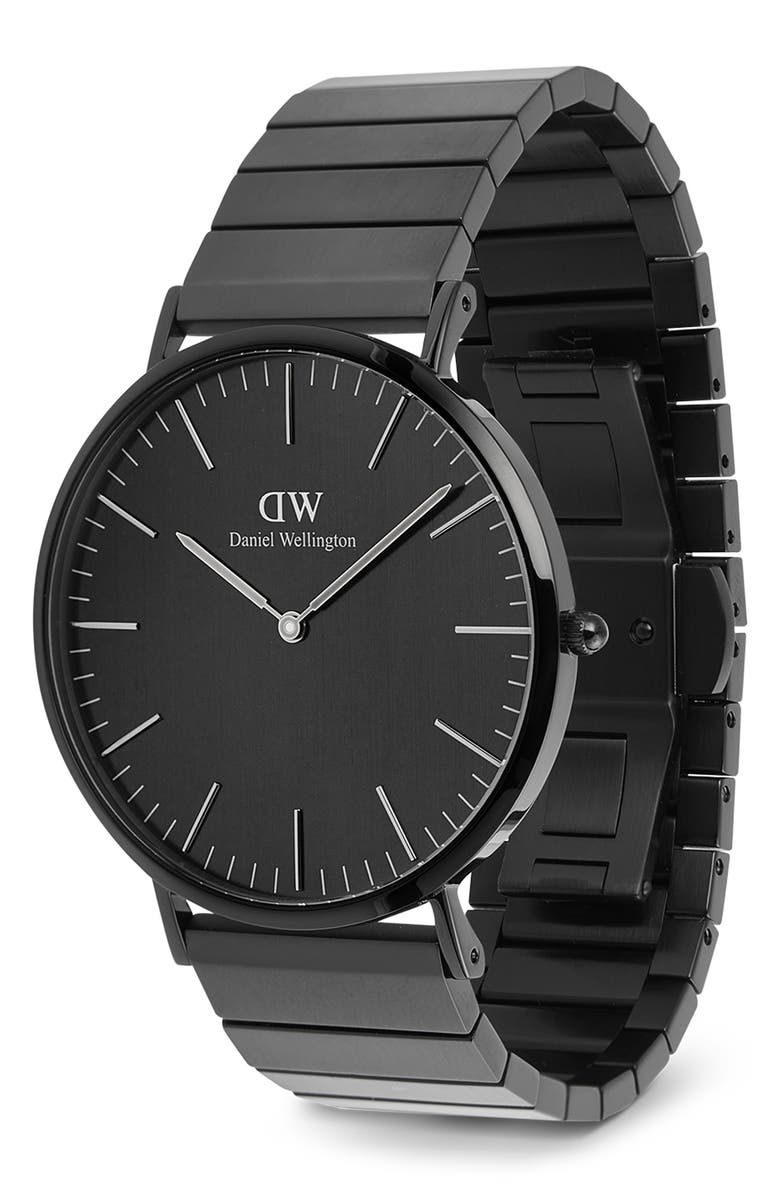 Daniel Wellington Classic Piano Link Bracelet Watch, 40mm, Alternate, color, 