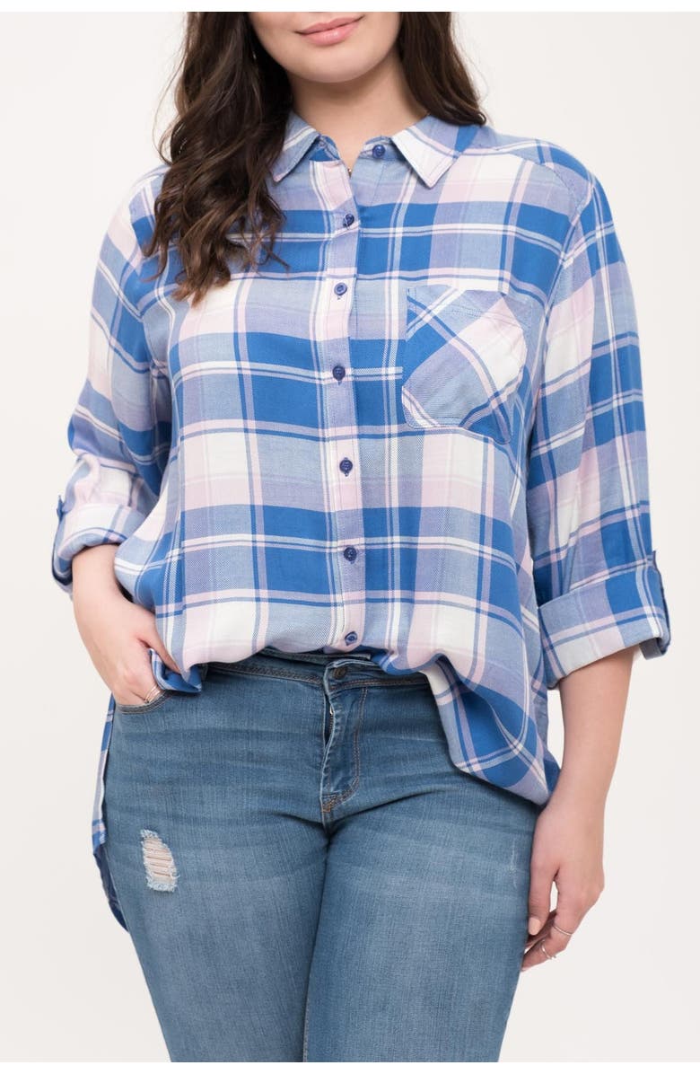 PERCH BY BLU PEPPER Plaid Button-Down Shirt, Main, color, 