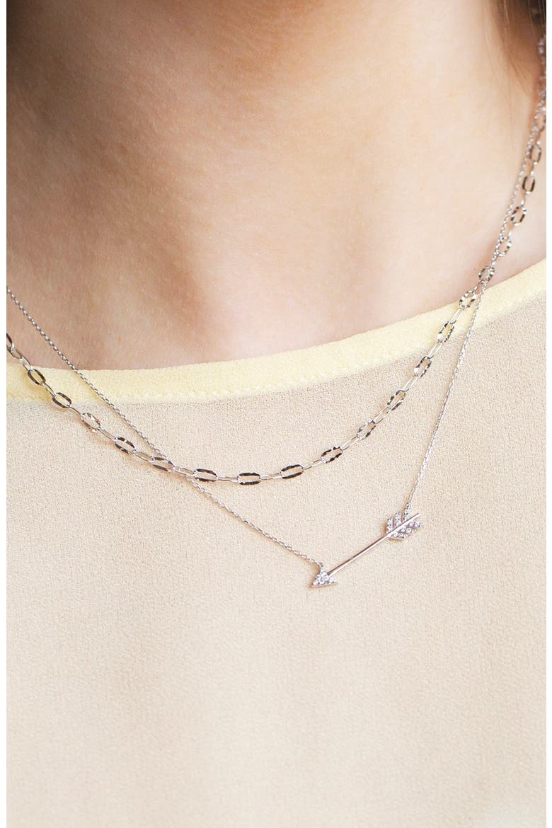 Sterling Silver 18k Gold Plated Celine Chain Necklace Dainty Bold Look, Alternate, color, Silver